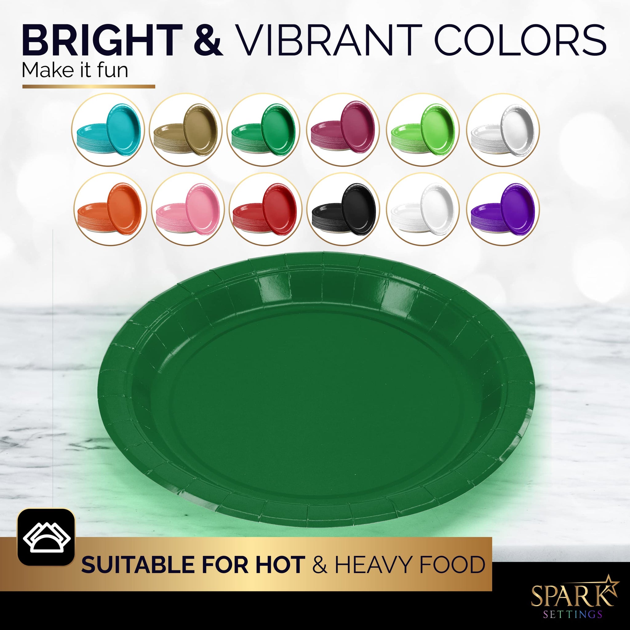 Amcrate Paper Dinner Plates Green, 8 1/2 Inches Paper Plates Disposable, Strong and Sturdy Disposable Plates for Party, Dinner, Holiday, Picnic, or