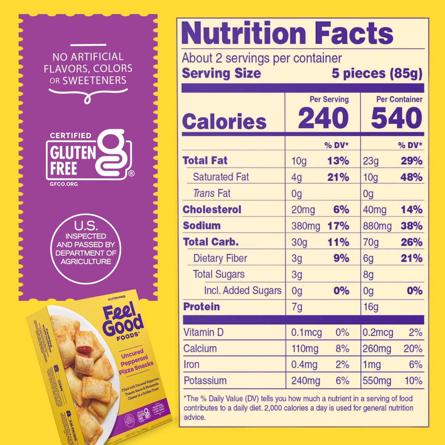 Feel Good Foods Uncured Pepperoni Snack Bites, 7 Ounce (frozen)