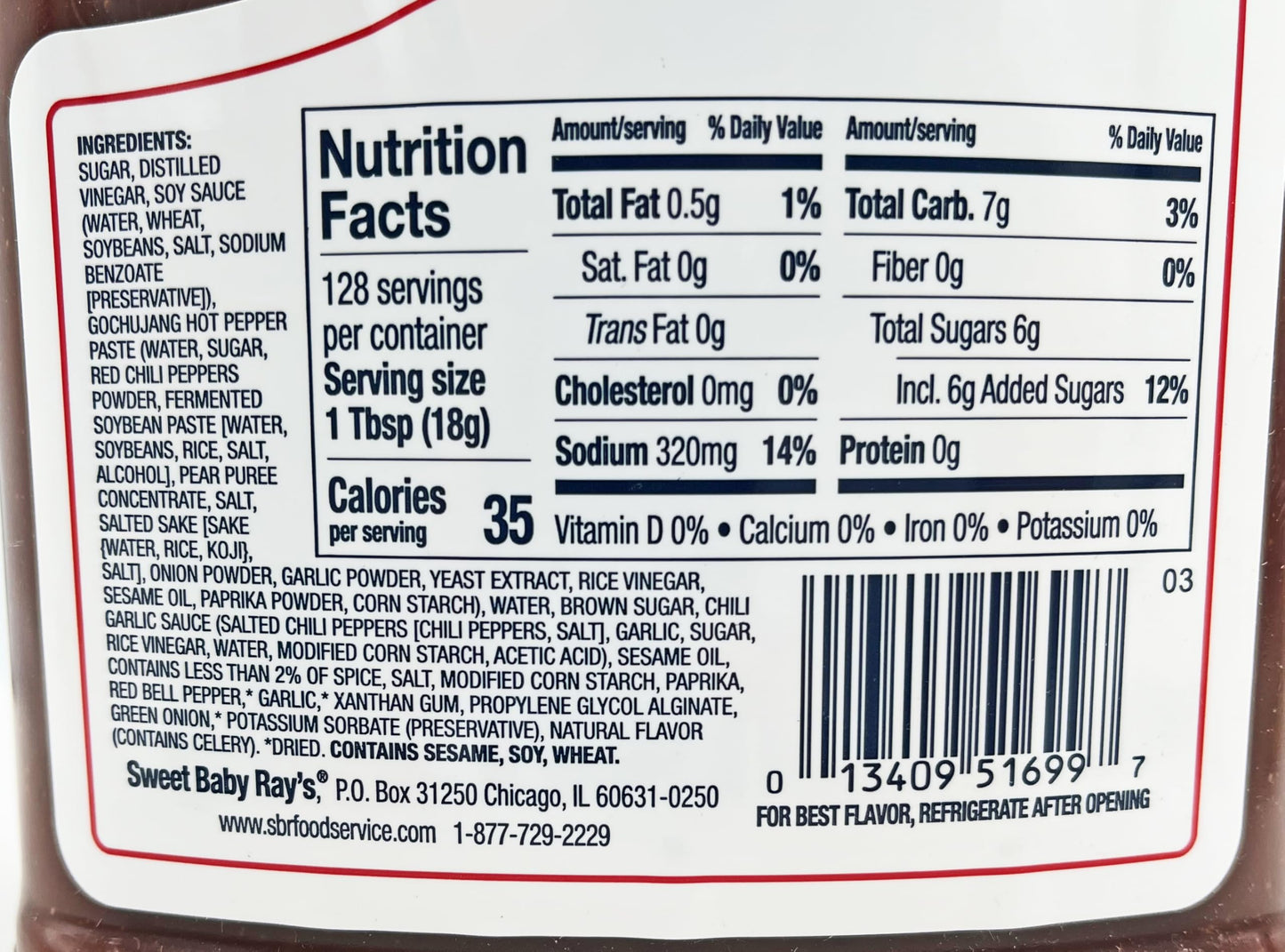 Sweet Baby Ray's Korean BBQ & Wing Sauce, 64oz
