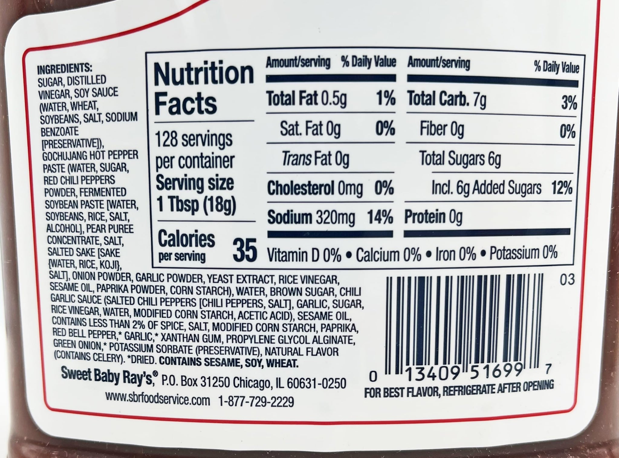 Sweet Baby Ray's Korean BBQ & Wing Sauce, 64oz