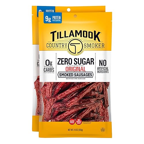 Tillamook Country Smoker Zero Sugar Original Keto Friendly Smoked Sausages, 10 Ounce (Pack of 2)