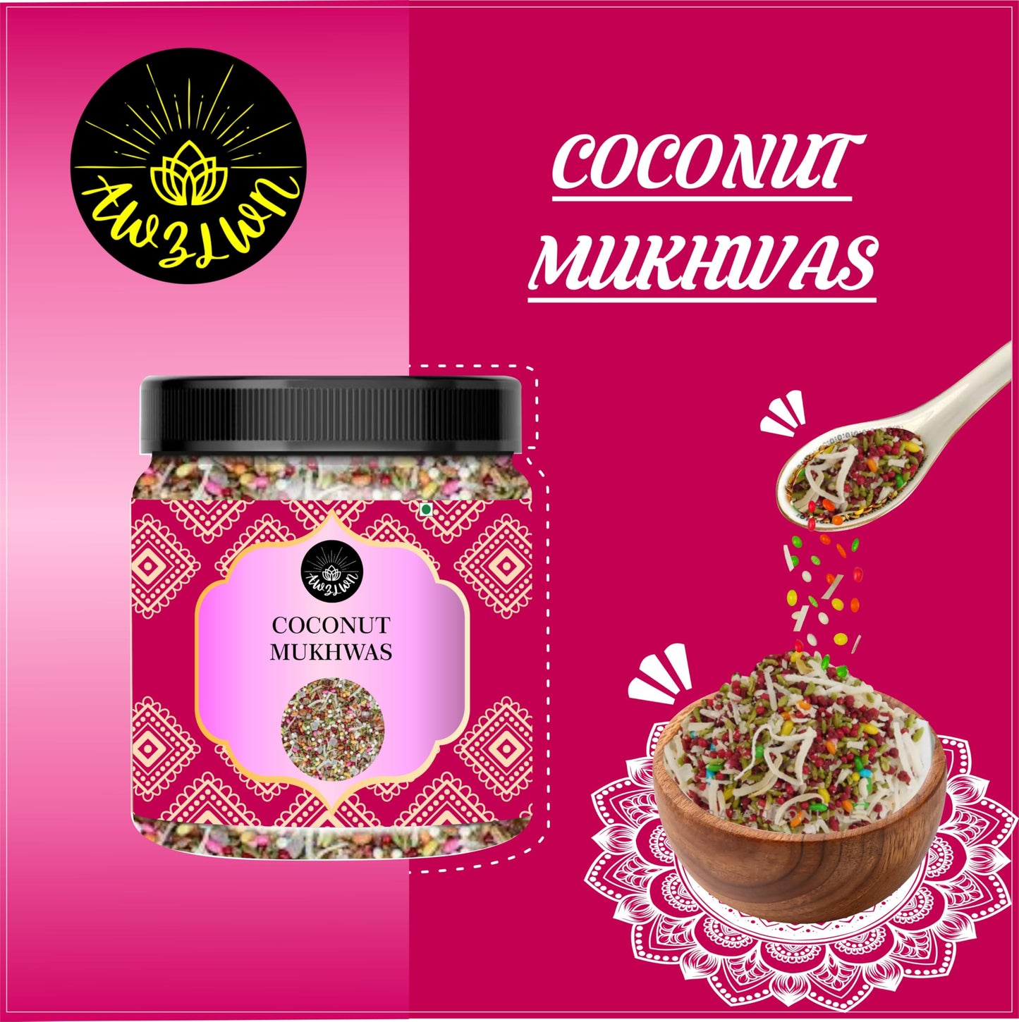 AWZLWN Natural Coconut Mukhwas 1.76 OZ (50 GM) | Set oF 1 | AWZLWN