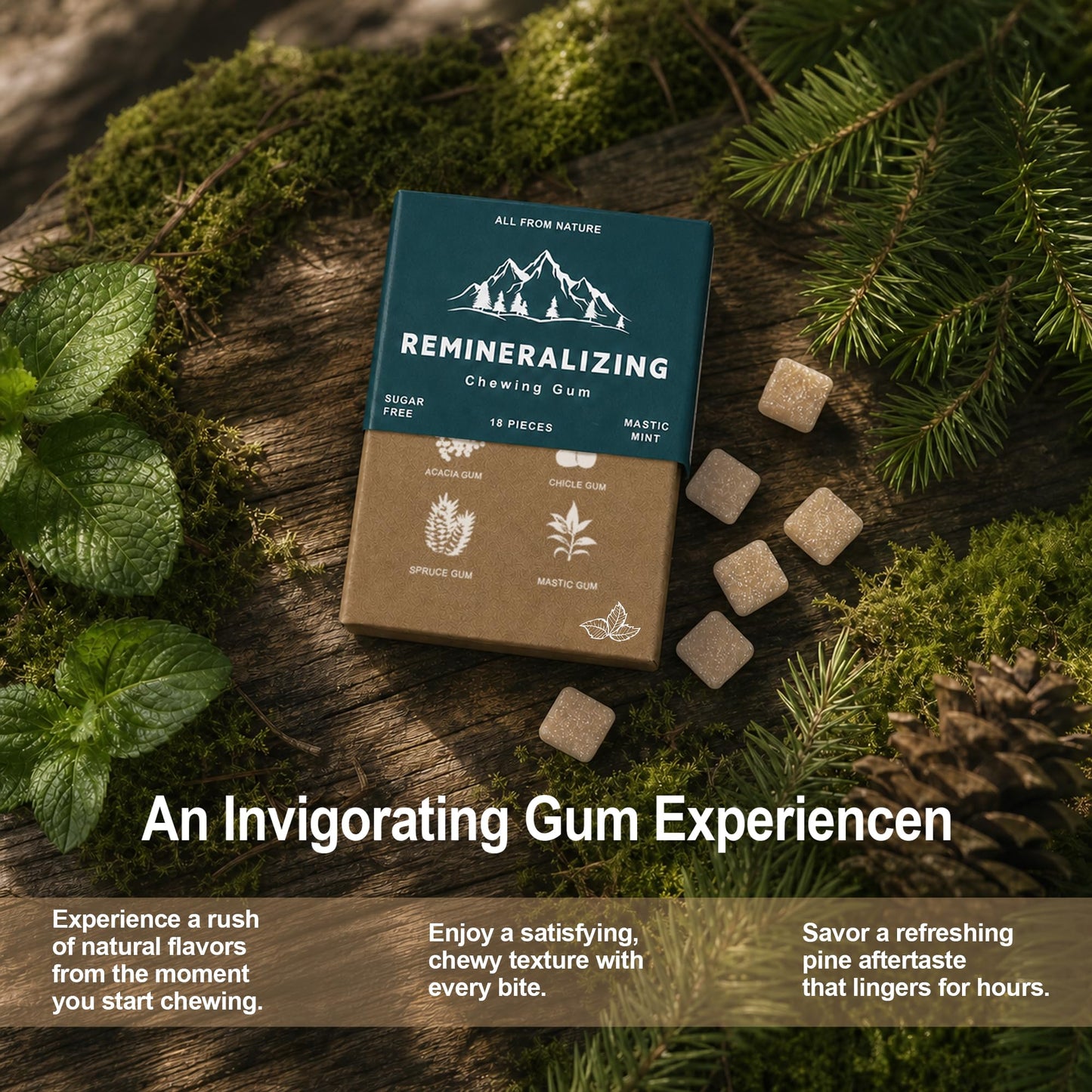 Remineralizing Chewing Gum - 2026 Sugar-Free Gum with Xylitol & Hydroxyapatite - Aspartame-Free, Sucralose-Free, Eco-Friendly - Fresh Mint - 2 Pack