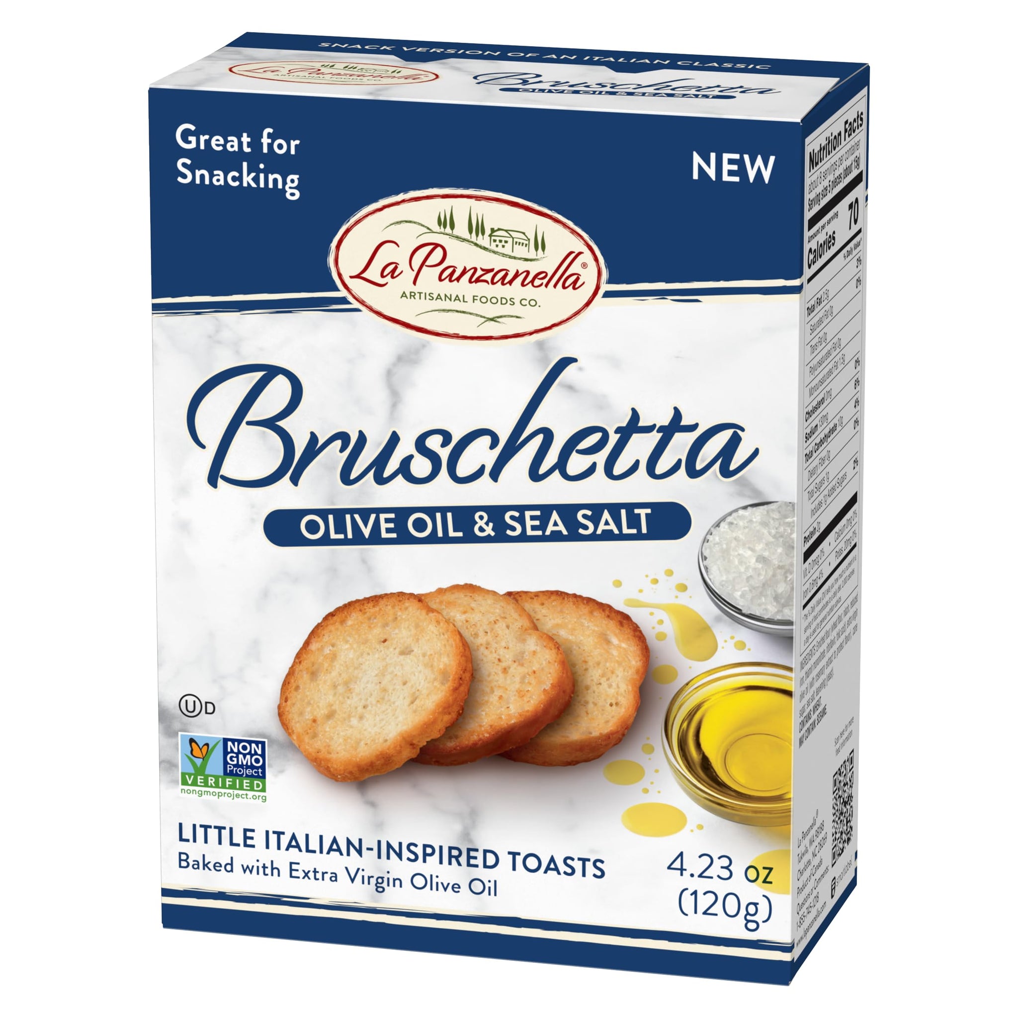 La Panzanella Olive Oil and Sea Salt Bruschetta Crackers - Italian-inspired Toasts, Made with Non-GMO Project Verified Ingredients, For Soups, Dips
