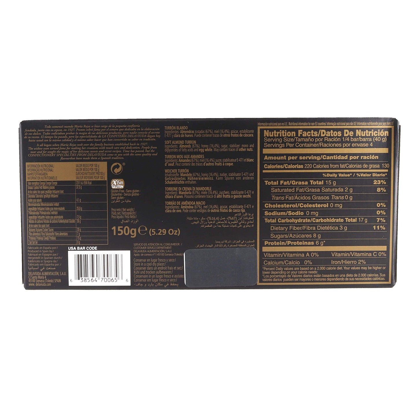 Delaviuda Turron Soft Almond Nougat Blando - 5.29 OZ (3 Pack)