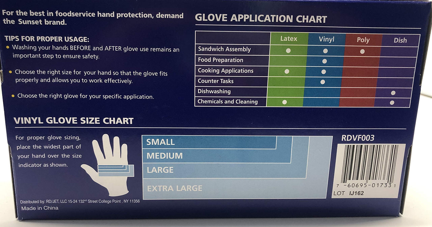 Sunset Powder Free Vinyl Gloves (Large)