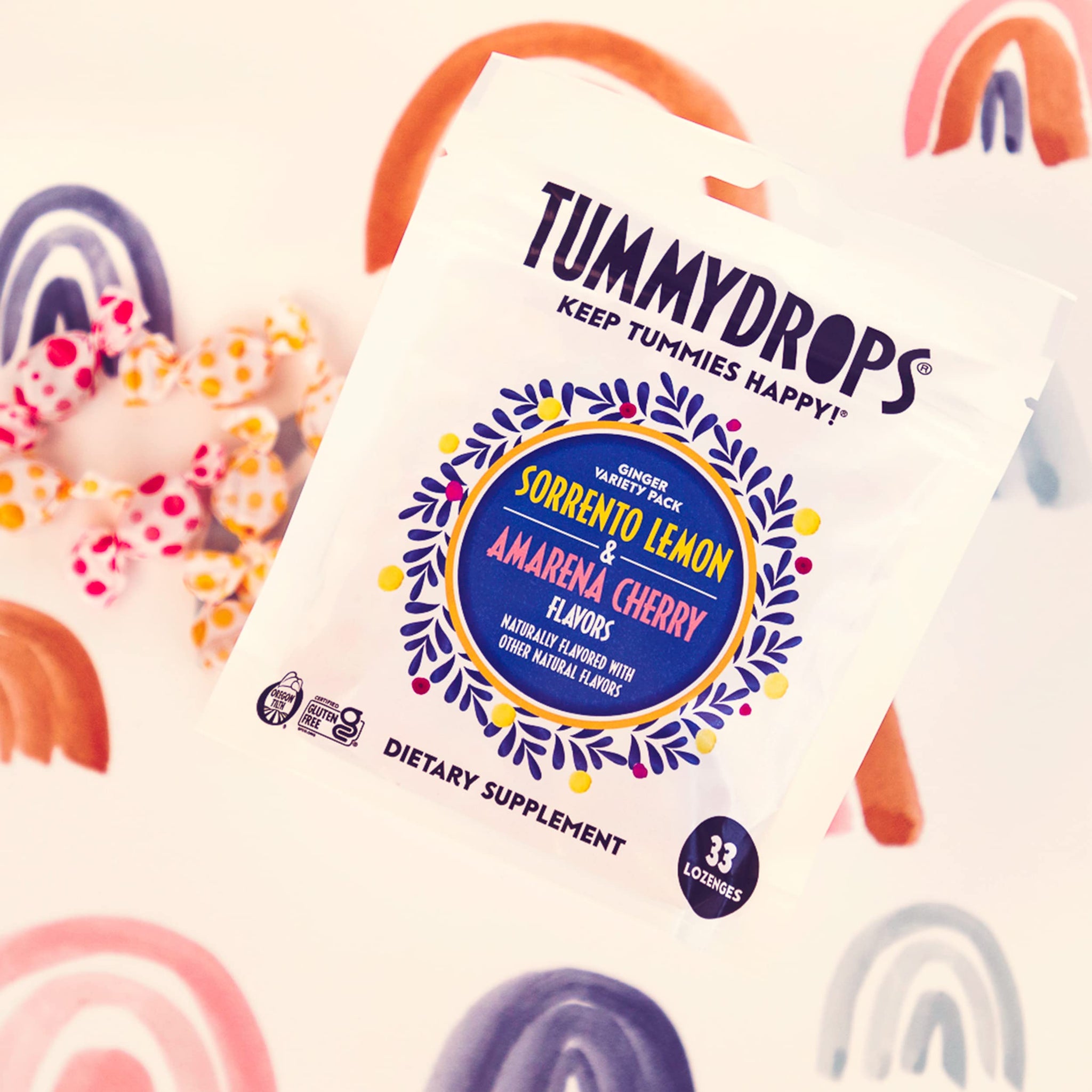 Tummydrops Ginger Italy Inspired Flavors Variety Pack. Gluten Free, Vegan, & Made with Organic Ingredients, 33 Assorted Peppermint Oil and Ginger