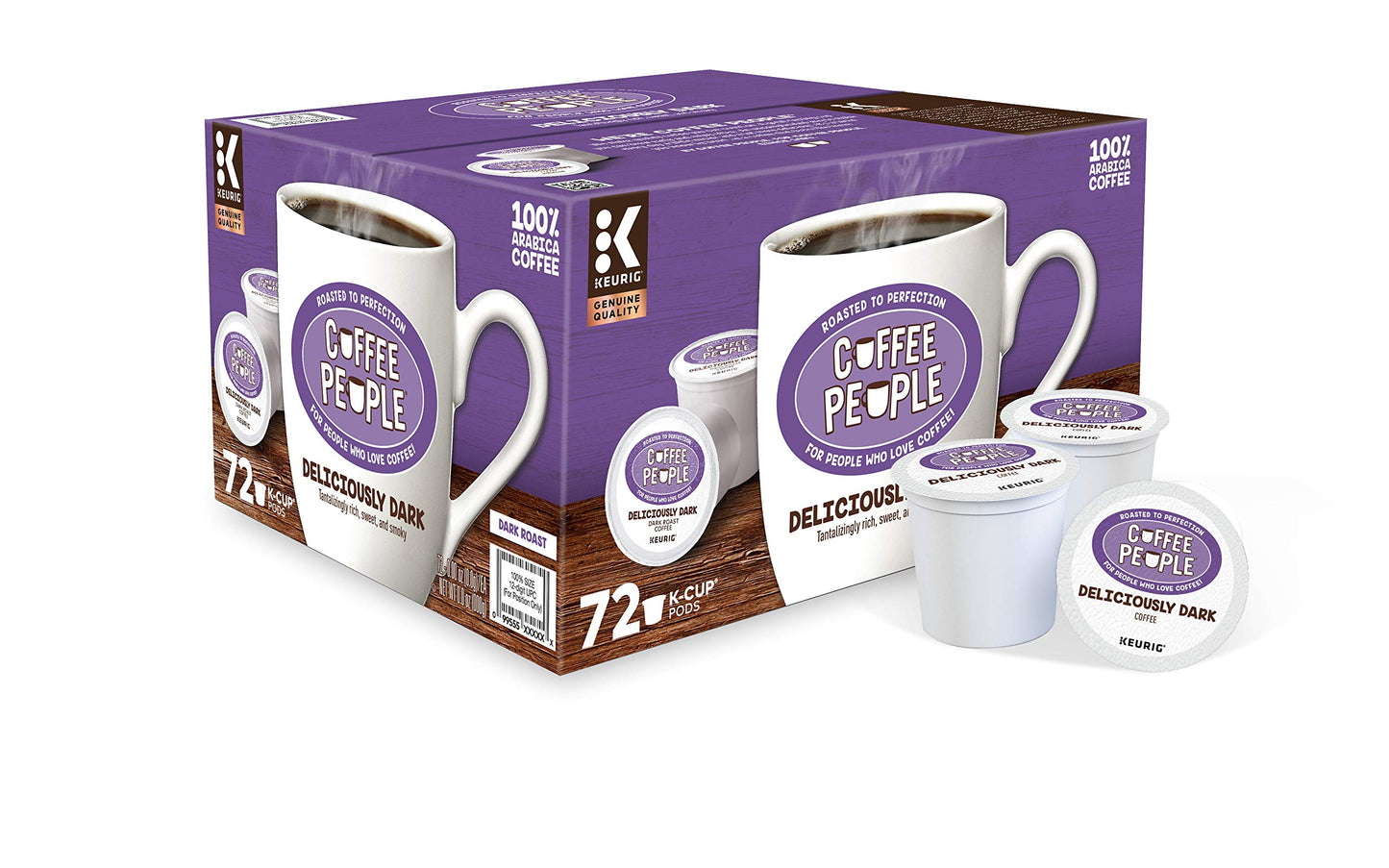 Coffee People Deliciously Dark, Single-Serve Keurig K-Cup Pods, Dark Roast Coffee, 72 Count