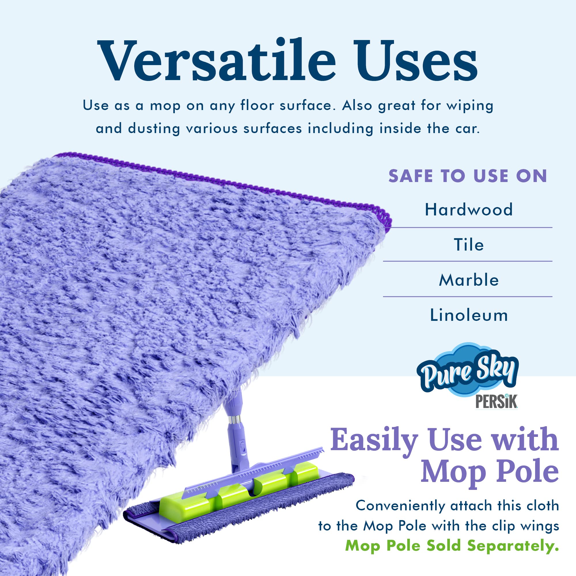 Pure-Sky Magic Deep Clean Cleaning Cloth - JUST ADD Water No Detergents Needed - Multipurpose Ultra Microfiber Cloth - Stick-Attachable for Mop, or as