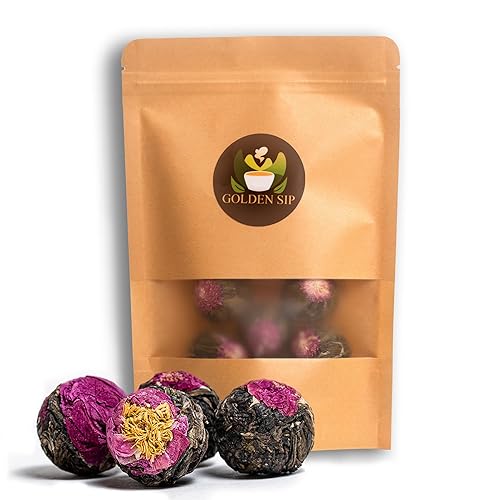Golden Sip Chinese Green Tea Flower Blooming Blossom Ball (15 balls)
