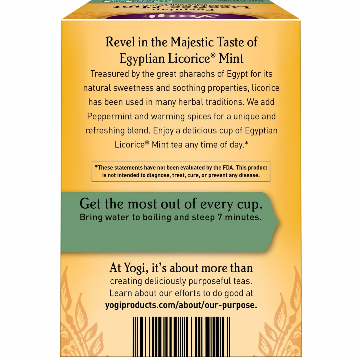 Yogi Tea Egyptian Licorice Mint Tea - 16 Tea Bags per Pack (6 Packs) - Caffeine-Free Organic Tea - Includes Peppermint Leaf, Licorice Root, Cinnamon