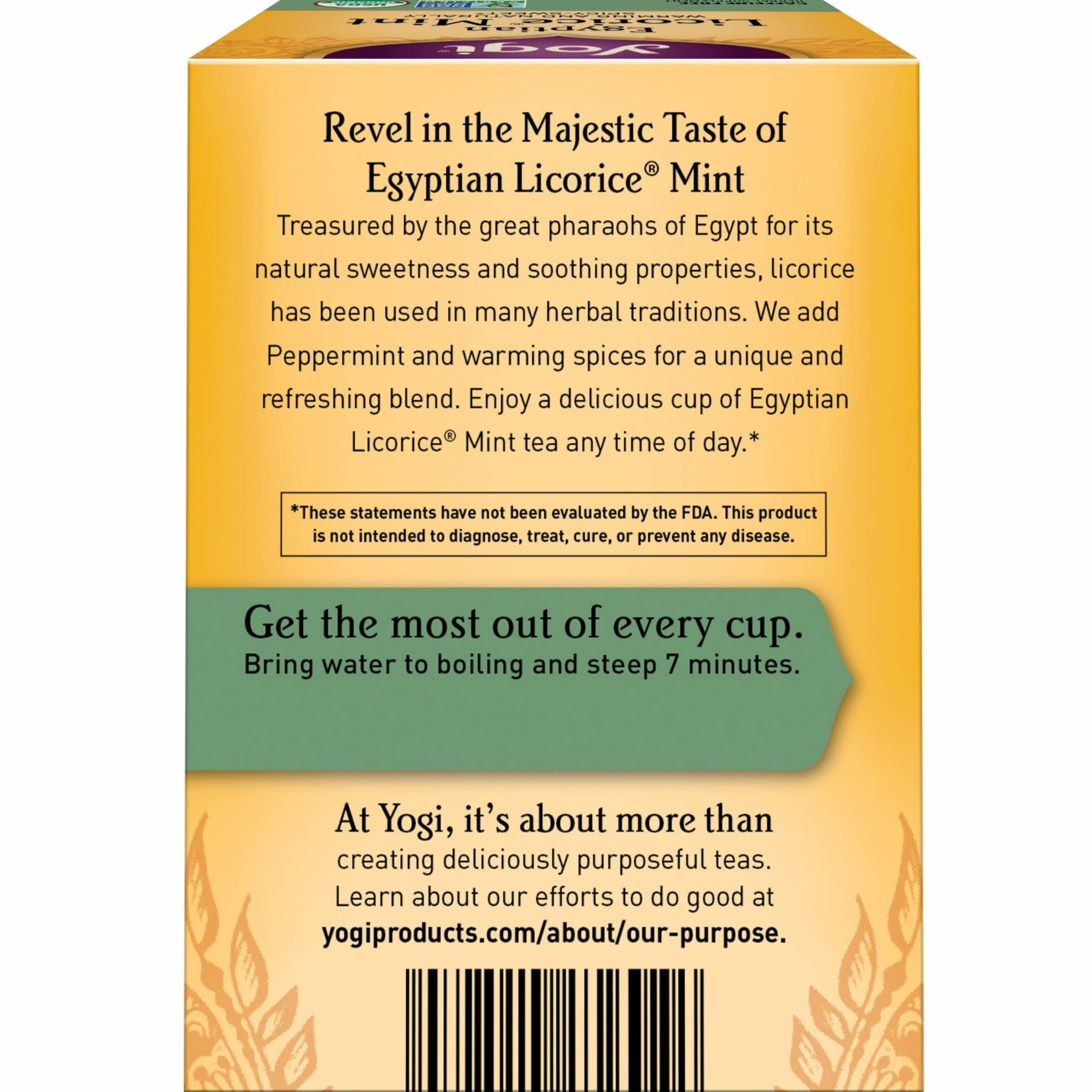 Yogi Tea Egyptian Licorice Mint Tea - 16 Tea Bags per Pack (6 Packs) - Caffeine-Free Organic Tea - Includes Peppermint Leaf, Licorice Root, Cinnamon
