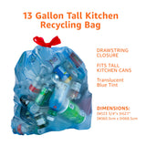 Amazon Basics Blue Recycling Drawstring Trash Bags, Tall Kitchen, Unscented, 13 Gallon, 60 Count