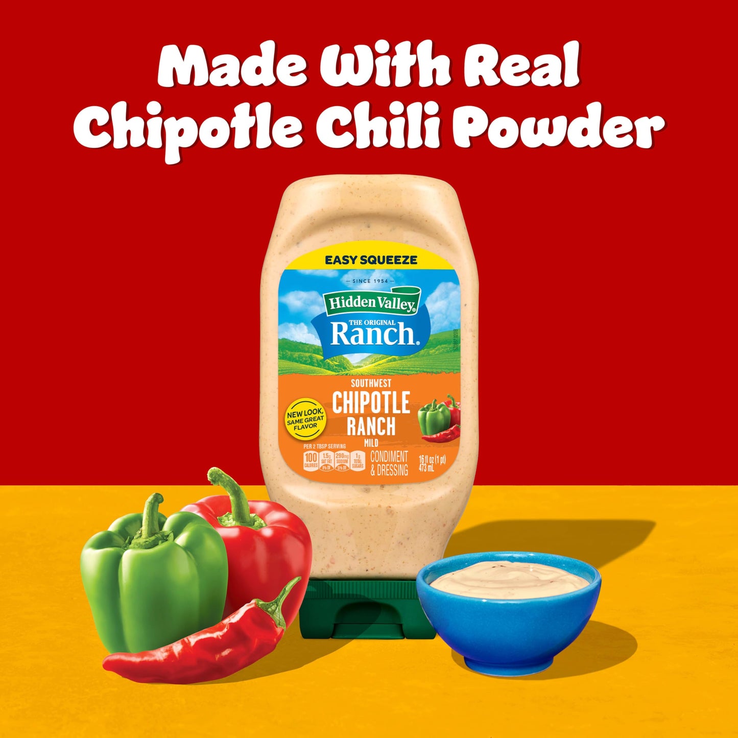 Hidden Valley Southwest Chipotle Ranch Condiment and Dressing, Easy Squeeze Bottle, 16 Fl Oz (Package May Vary)