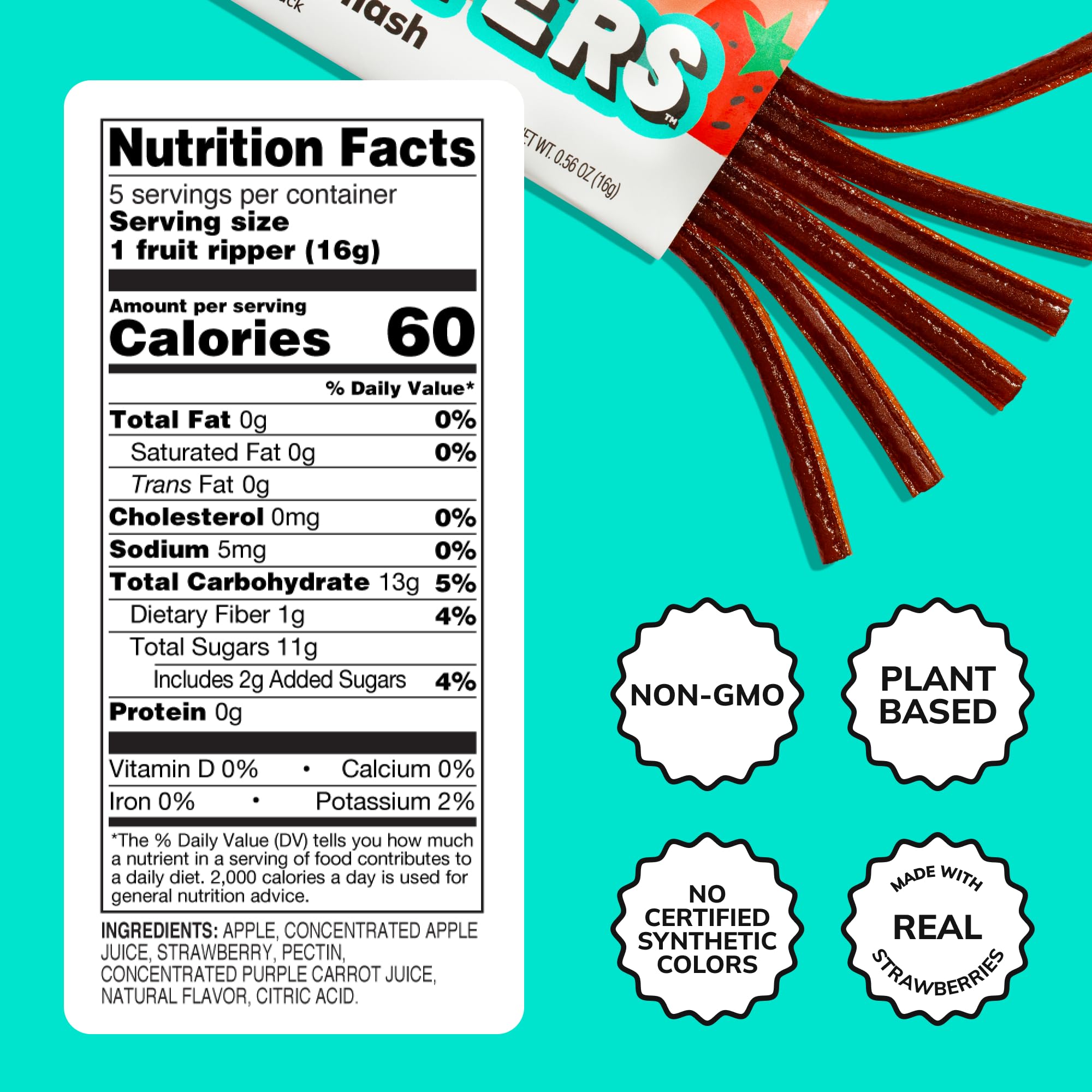 Little Spoon Strawberry Smash Fruit Ripper, With Strawberry + Apple, Real Fruit Snack for Kids, No Artificial Flavors or Dyes, Less Added Sugar
