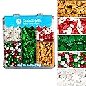 Sweets Indeed Christmas Sprinkle Tackle Box - 2.53 oz | Festive Holiday Sprinkles with Gold Stars, Green Trees, Candy Canes, White Snowflakes