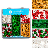Sweets Indeed Christmas Sprinkle Tackle Box - 2.53 oz | Festive Holiday Sprinkles with Gold Stars, Green Trees, Candy Canes, White Snowflakes