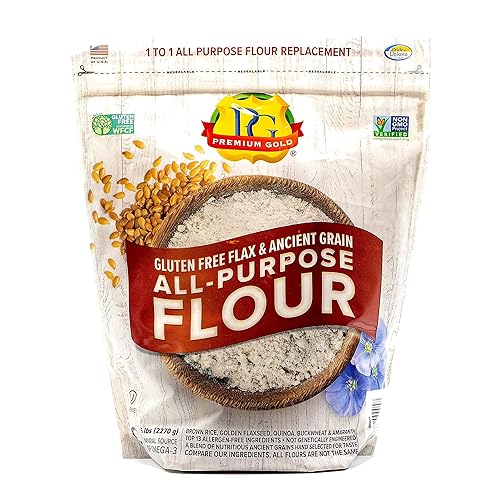Premium Gold Gluten Free All Purpose Flour, 5 Pound, Gluten-Free, Non-GMO, Kosher, High In Fiber, Source of Omega-3, Plant-Based Protein, No
