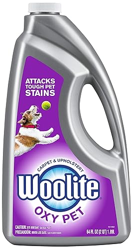 Woolite OXY PET Carpet & Upholstery Cleaning Solution, for use in leading upright carpet cleaners, 60oz, Removes tough pet messes