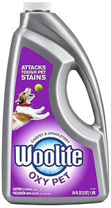 Woolite OXY PET Carpet & Upholstery Cleaning Solution, for use in leading upright carpet cleaners, 60oz, Removes tough pet messes