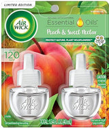 Air Wick Plug in Scented Oil Refill, 2 ct, Fresh Peach and Sweet Nectar, Air Freshener, Essential Oils, Spring Collection