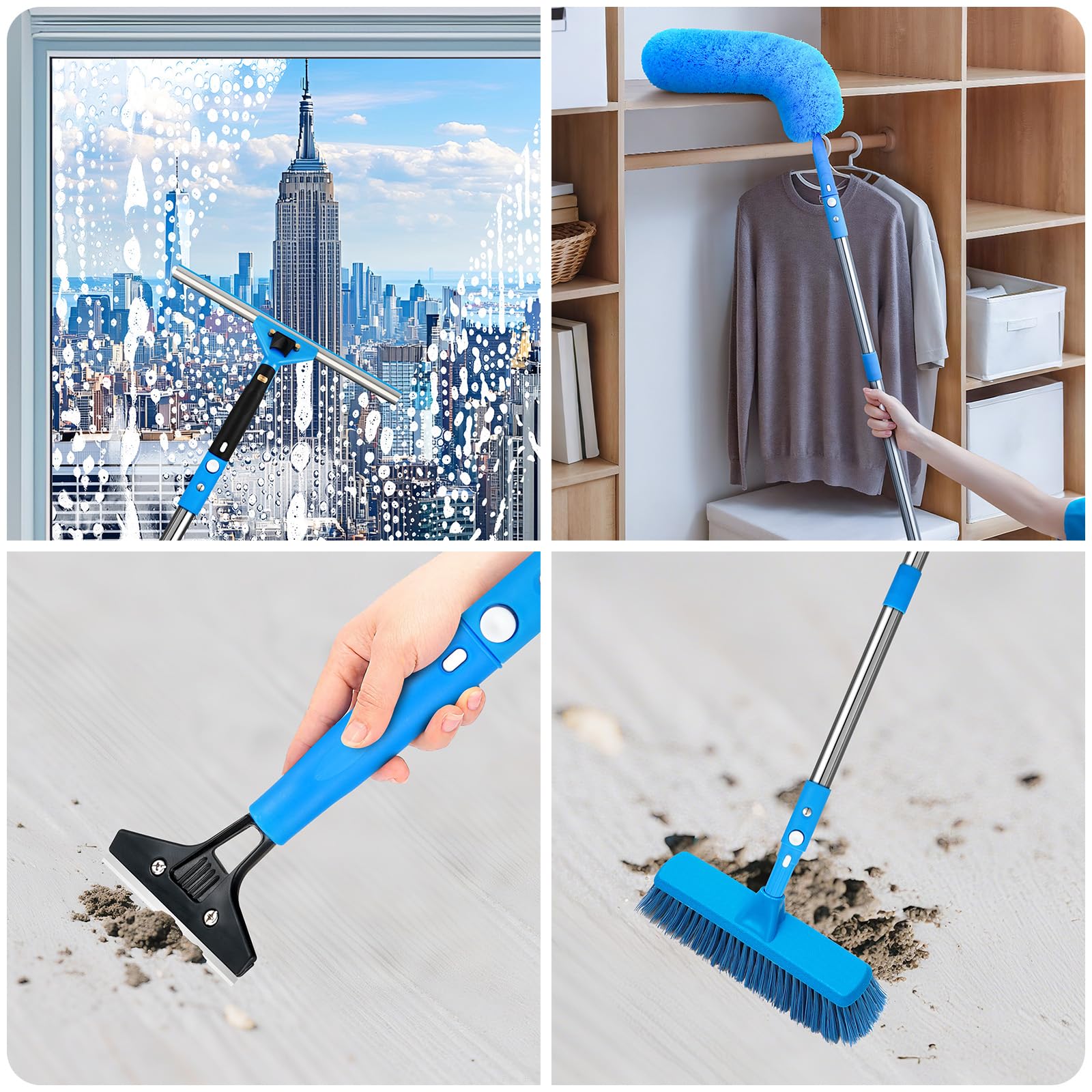 Window Squeegee?5 in 1 Bendable Head Window Squeegee for Home?61''Extension Poles?Bendable Head car Window Cleaner Tool?Squeegee for Shower