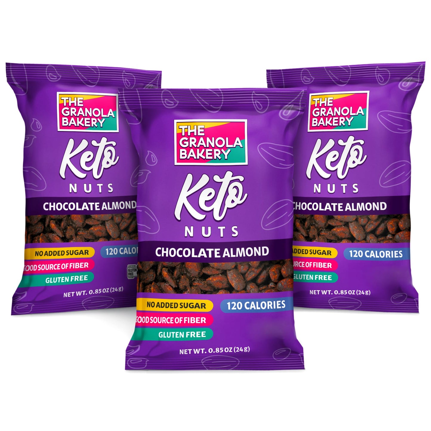 THE GRANOLA BAKERY TGB Chocolate Almond Nut Bites, No Added Sugar, High Fiber, Gluten Free, Keto Friendly, 0.85oz Cereal Bag (Pack of 6)