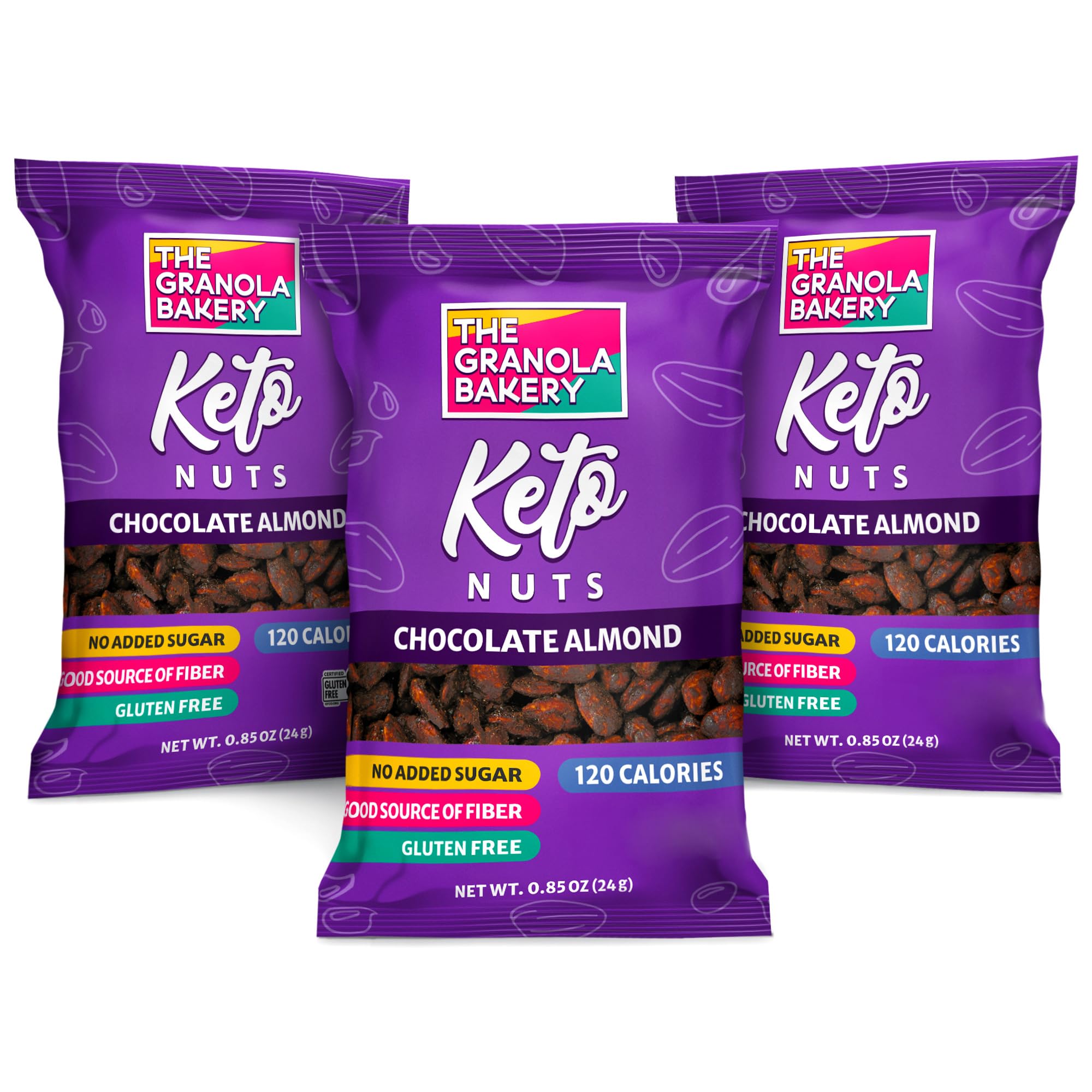 THE GRANOLA BAKERY TGB Chocolate Almond Nut Bites, No Added Sugar, High Fiber, Gluten Free, Keto Friendly, 0.85oz Cereal Bag (Pack of 6)