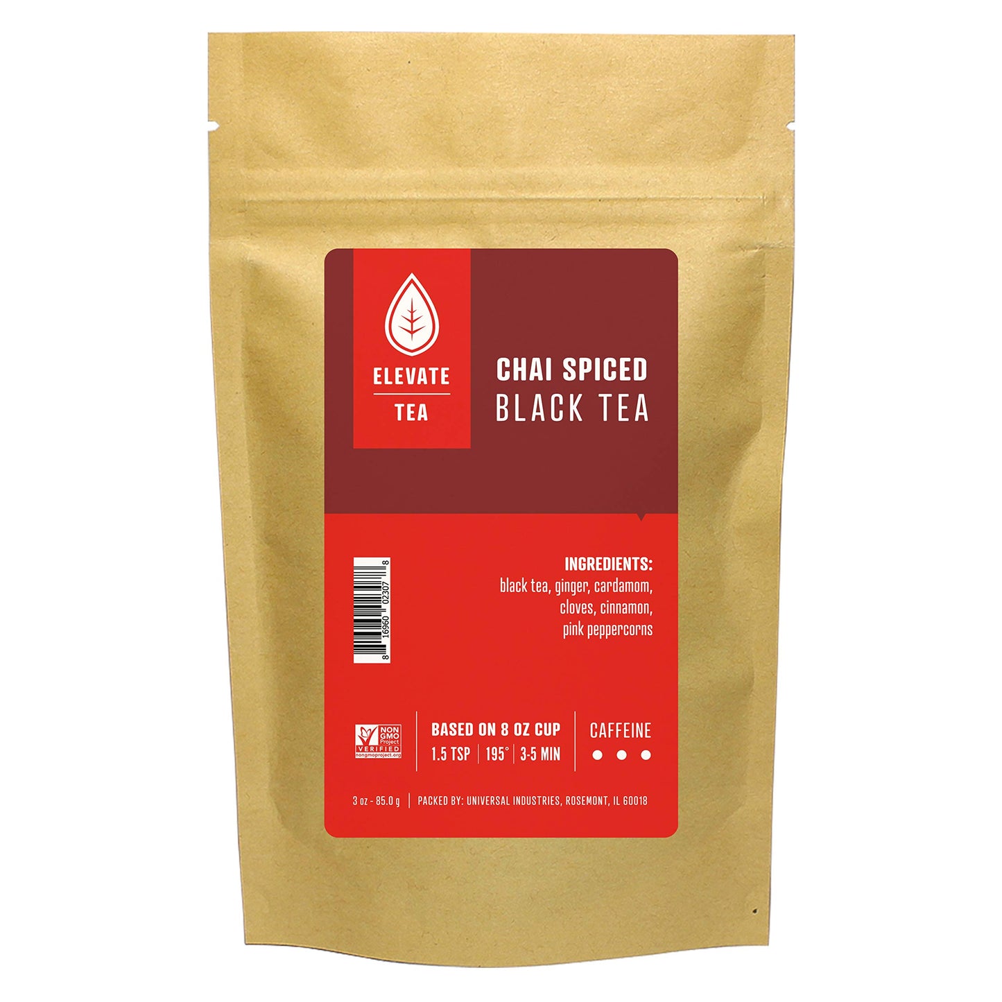 Elevate Tea Chai Black Tea - Loose Leaf Chai Tea, High Caffeine, 3 oz Pouch - 30 Cups, Hot & Iced Tea, No Artificials, 2 Pack