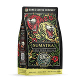 Bones Coffee Company Sumatra Single-Origin, Dark Chocolate, Smoky Earthy Notes, Whole Coffee Beans, Low Acid Darl Roast Arabica Beans Flavored Coffee