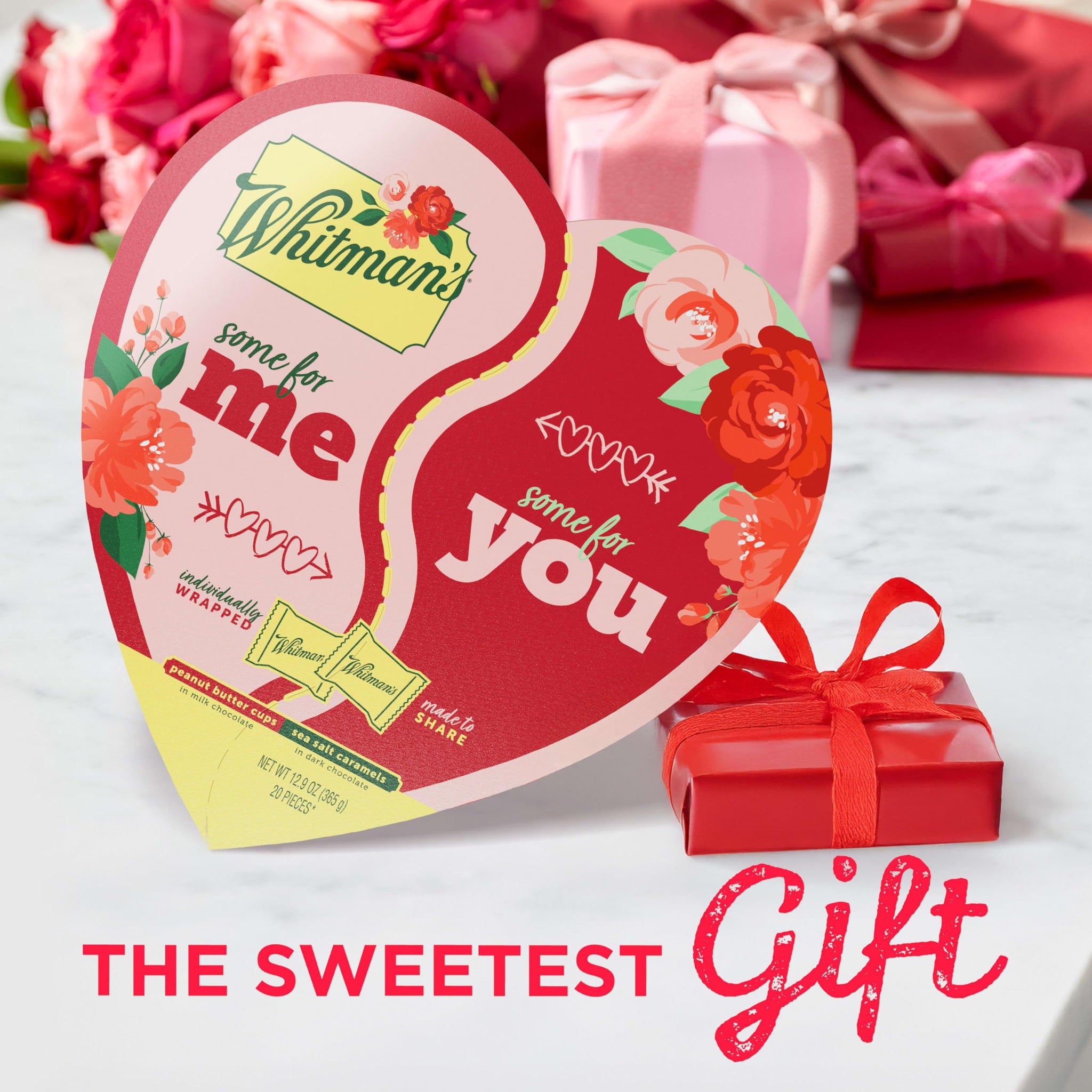 WHITMAN'S Valentine's Day Best Friends Forever Heart Milk & Dark Chocolate Candy Gift Box, 12.9 oz.