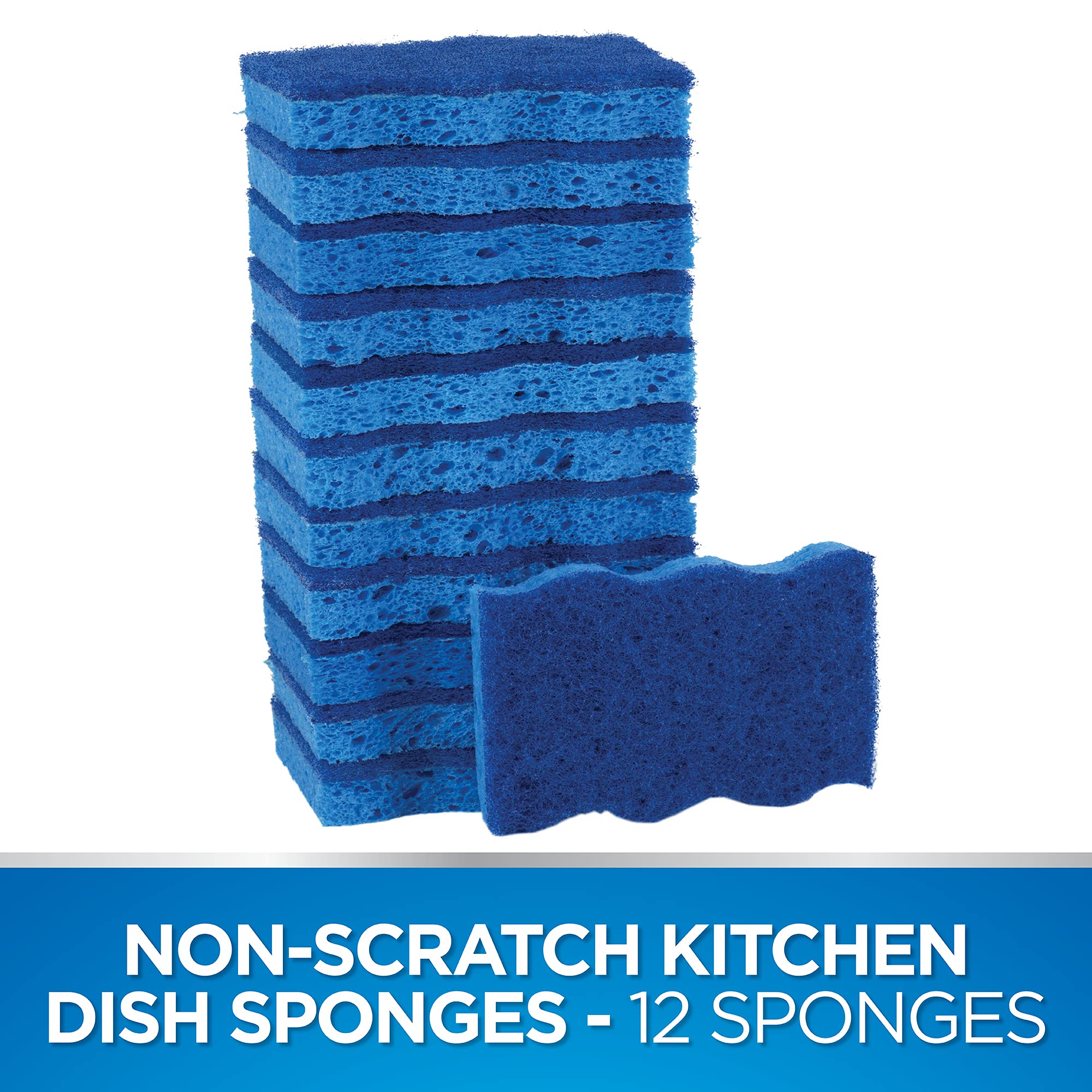 Dawn Ultra Scrubber Sponges Non-Scratch Double-Sided Kitchen Dish Cleaners, 12-Pack, Blue