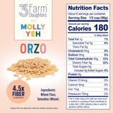 Three Farm Daughters X Molly Yeh High Fiber Orzo Pack, Irresistible, Low GI, Non GMO Orzo Pasta Noodles, Low Net Carb, Made in the USA from Just 2