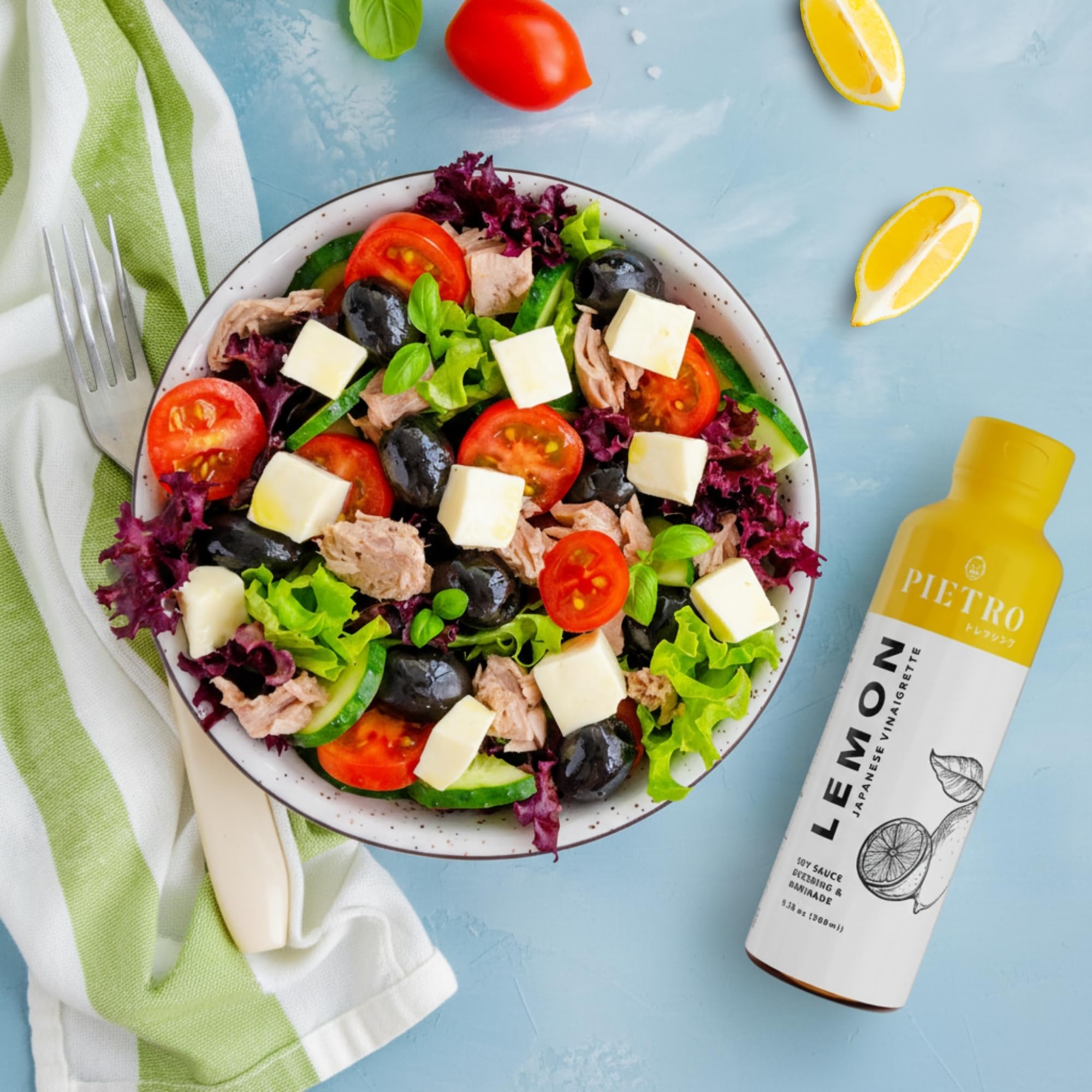 Pietro Lemon Japanese Style Marinade & Vinaigrette - No Preservatives, Non-GMO Fresh Lemon Flavor for Salad Dressing, Seafood, Noodles & Chicken - 9.3