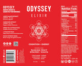 Odyssey Elixir Sparkling Adaptogen Drink, Low Calorie Drinks with L Theanine, Lions Mane, Cordyceps and Green Tea Caffeine for Energy and Focus