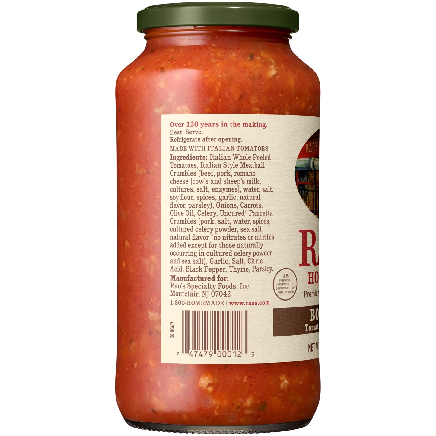Rao's Homemade Bolognese Sauce 24 oz, Tomato Sauce, All Purpose, Keto Friendly Pasta Sauce, Premium Quality Tomatoes from Italy, Beef, Pork & Pancetta