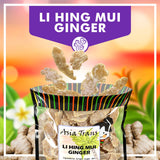 Asia Trans Li Hing Mui Dried Ginger Candy - Crystallized and Preserved Asian Fruit Slices with Plum Powder - Fresh-Packed Chews with Light Sugar