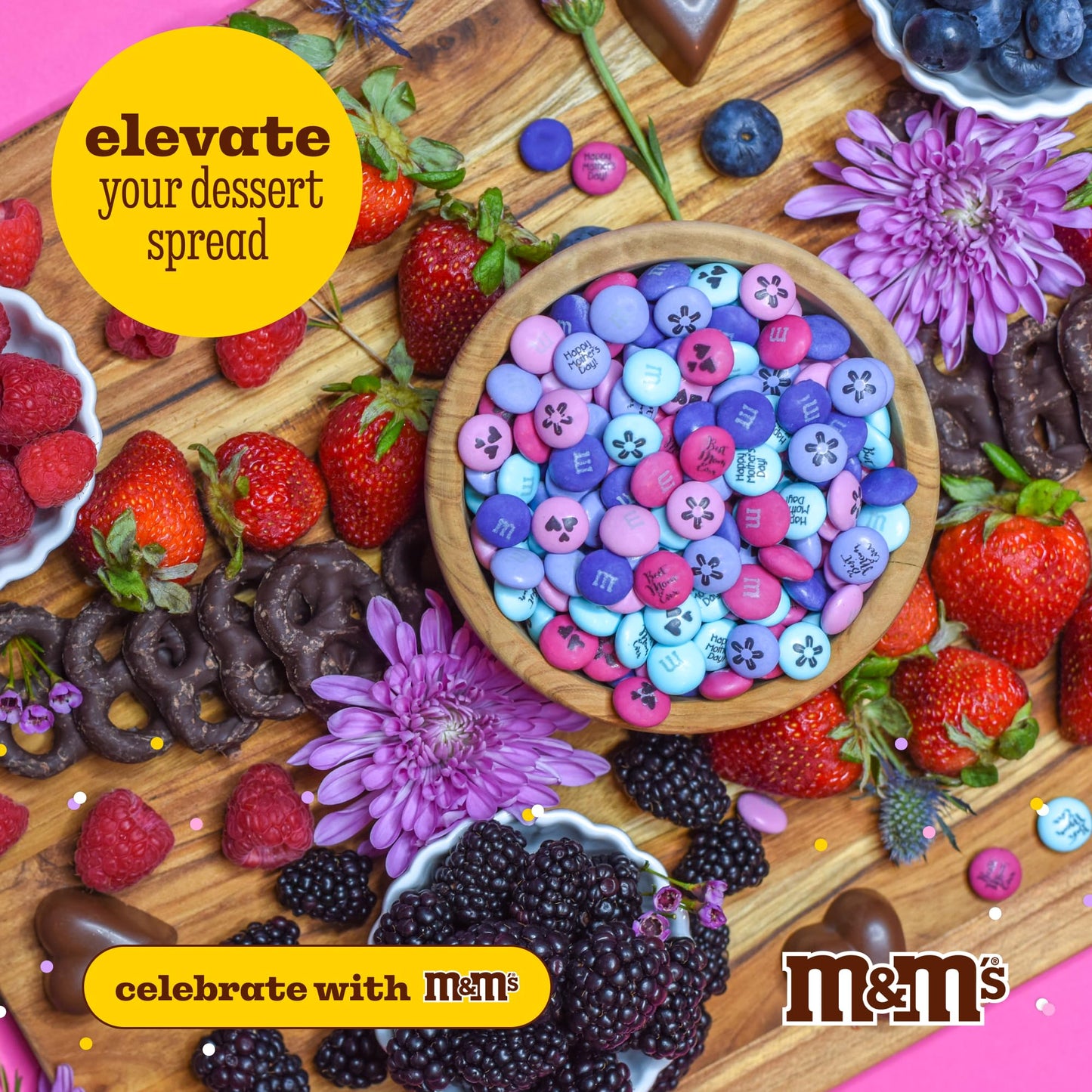 M&M’S WORLD Mother's Day Milk Chocolate Candy - 2lbs of Bulk Chocolate Candies in a Resealable Pack, For Mother's Day Celebrations