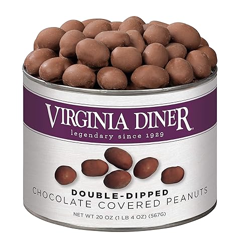 Virginia Diner Double Dipped Chocolatey Covered Virginia Peanuts, Gourmet Natural Gift Tin, 20 Ounce (Pack of 1)