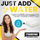 StreakFree Microfiber Glass Cleaning Cloths - 5 Pack 16x16 Lint Free Window & Mirror Cloths - Just Add Water, No Chemicals, Streak-Free Shine