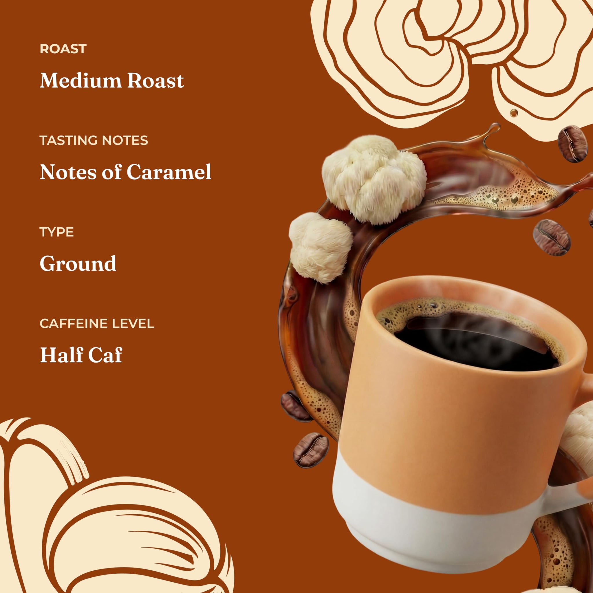 FOUR SIGMATIC Organic Focus Half Caf Ground Coffee, 10 OZ