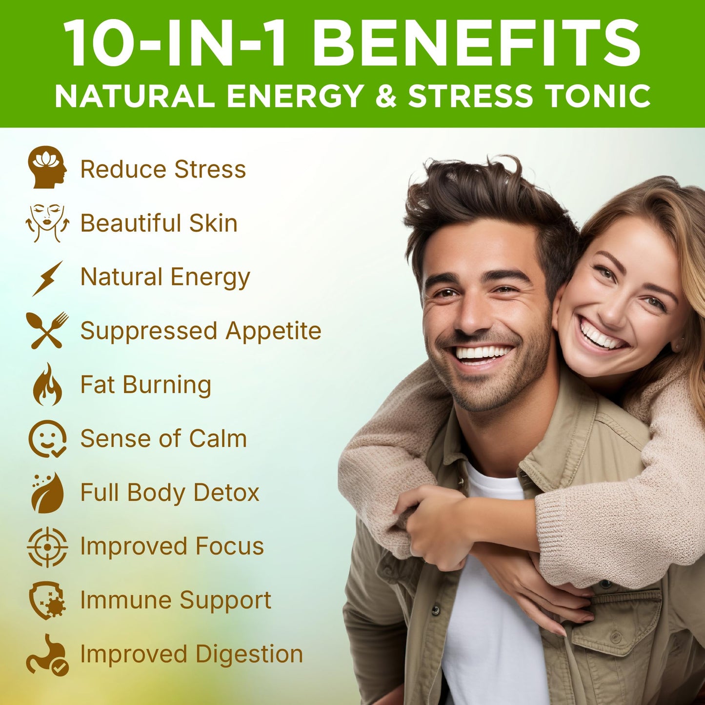 Nzuri Vida All-Natural Energy & Stress Support Tonic 10-in-1 Total Body Restoration Drink with Acai Berry, Cupuacu & Yerba Mate. Smooth Energy, Calm