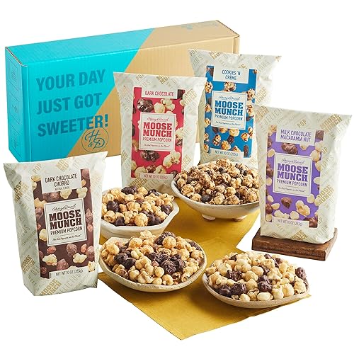 Moose Munch® Premium Popcorn Variety Box - 4 Bags (10Oz Each), Popcorn Variety Pack, Movie Night Snacks, Sweet And Salty Treats