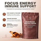 Nabela Mocha Mushroom Coffee - Instant Colombian & Arabic Roasted Blend with Lion's Mane, Chaga & Reishi - Focus & Energy Mushroom Powder - Delicious