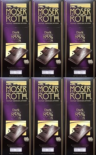 Boxed 6 Pack ~ 85% Cocoa Dark Chocolate ~ Moser Roth Fine German Chocolate Bar (s) ~ With Bonus Sample!