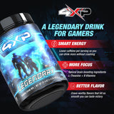 4XP Legendary Blue Raspberry Gaming Energy Drink Mix| Low-Cafeine Nootropic Powder with B Vitamins & Bold Blue Raspberry Flavor for Gamers |