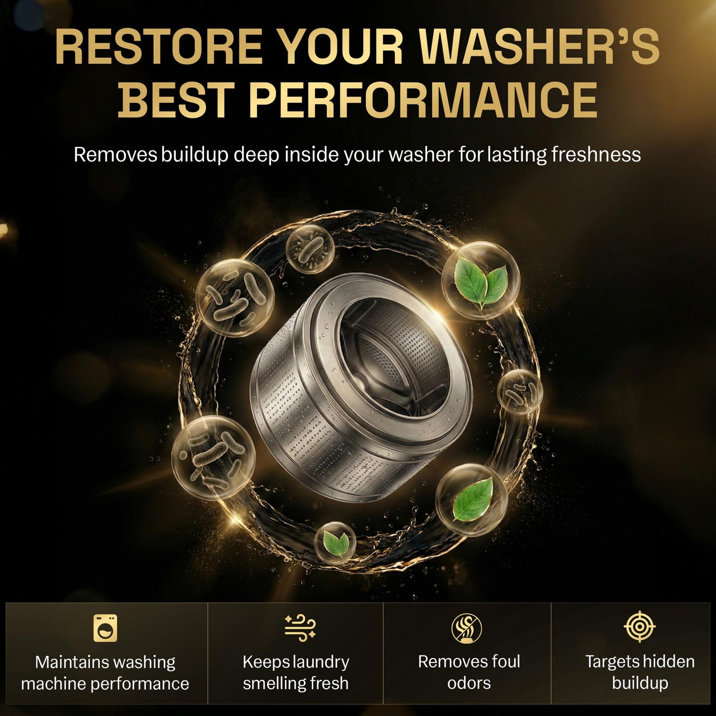 Washing Machine Cleaner Tablets | 24 Pack | Ultra Deep Clean | Eliminates Odors | Washer Cleaner Tablets for HE Front Loader & Top Load Washer |