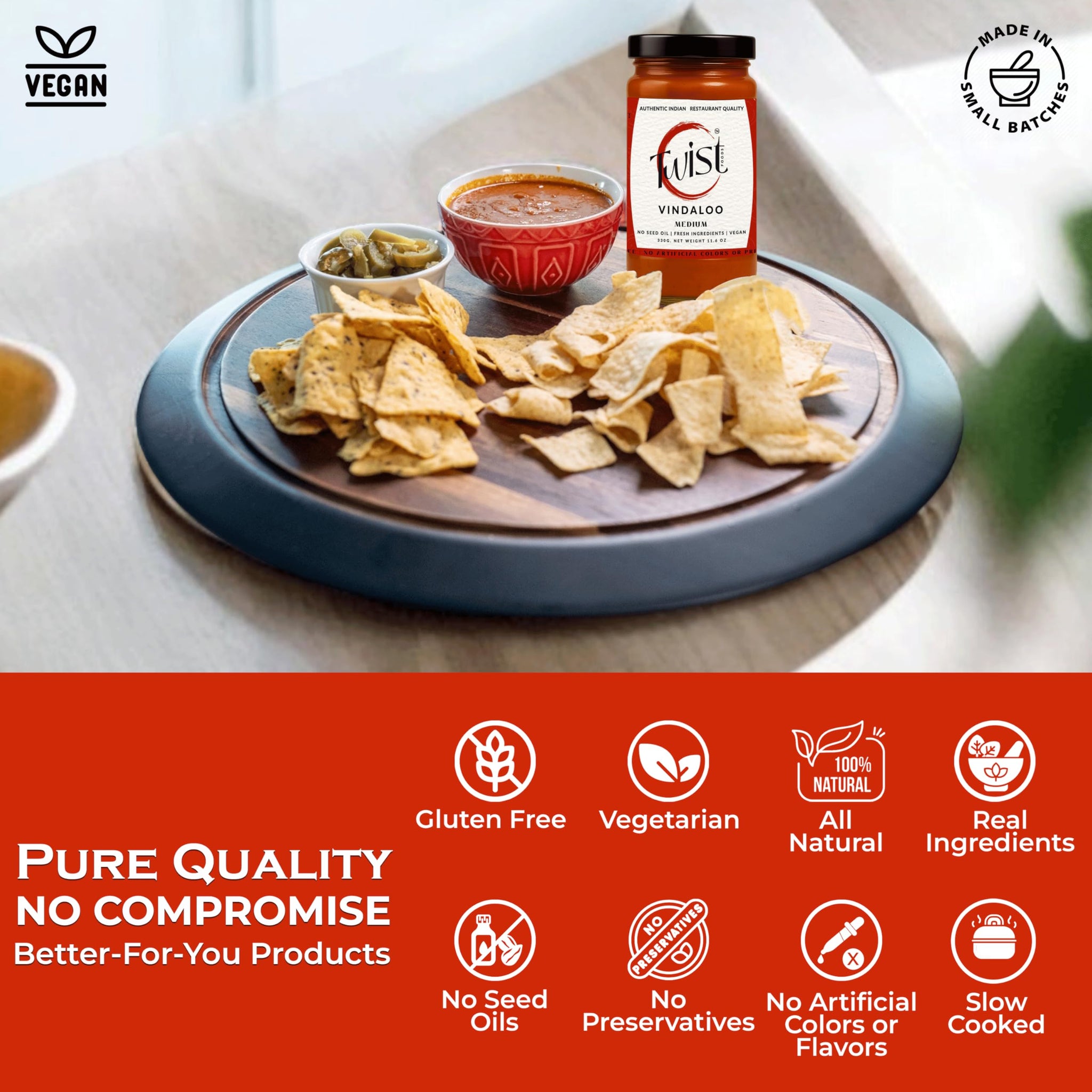 Twist Foods Vindaloo Sauce | Medium Heat Indian Vindaloo Curry Sauce| Authentic Restaurant-Style Simmer Sauce | Gluten-Free | No Preservatives or