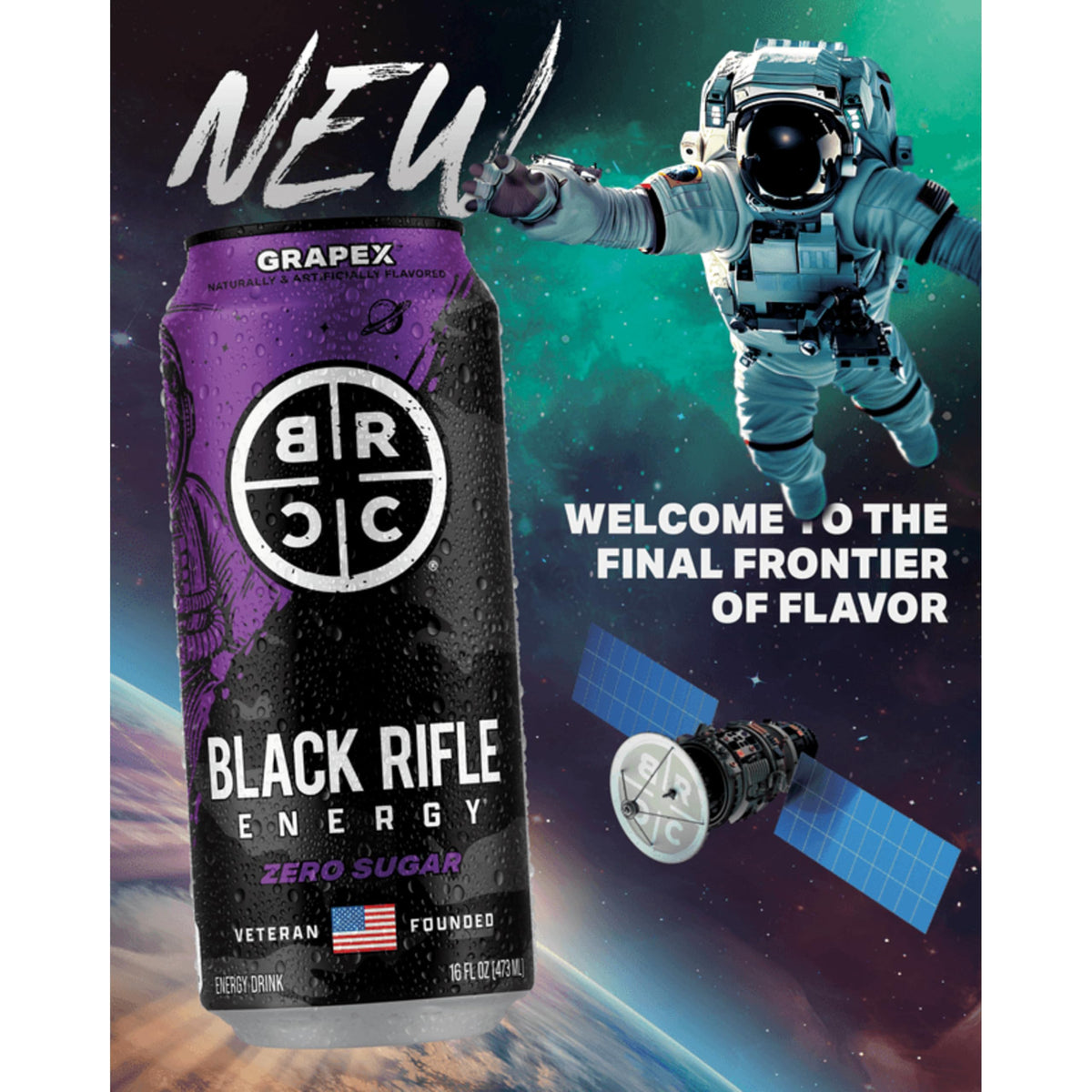 Black Rifle Energy GrapeX Zero Sugar Energy Drink, 200mg Caffeine, 16 fl oz can (Pack of 12