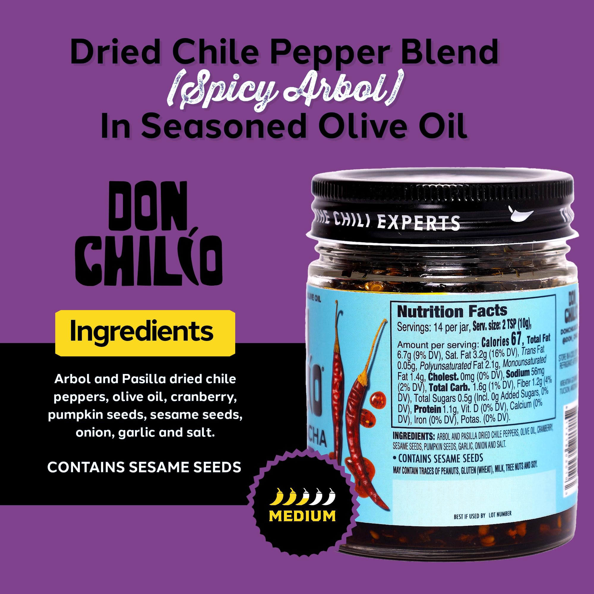 Don Chilio Spicy Cranberry Salsa Macha Chili Oil, 5 oz, 2 Pack - Pasilla & Arbol Dried Chili Peppers - Delicious Mexican Chili Oil in 100% Olive Oil